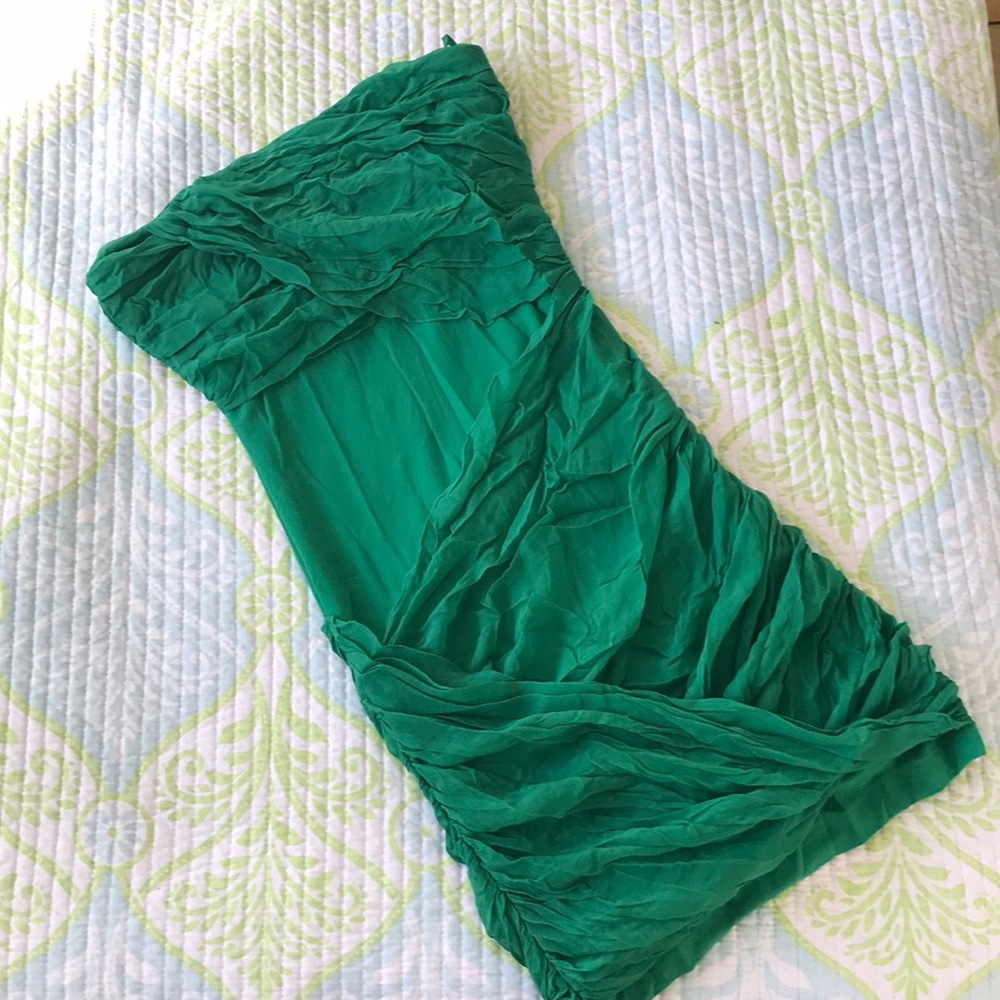 Green Alice and Olivia silk strapless dress